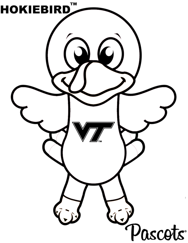 Virginia Tech HokieBird Mascot Coloring Page
