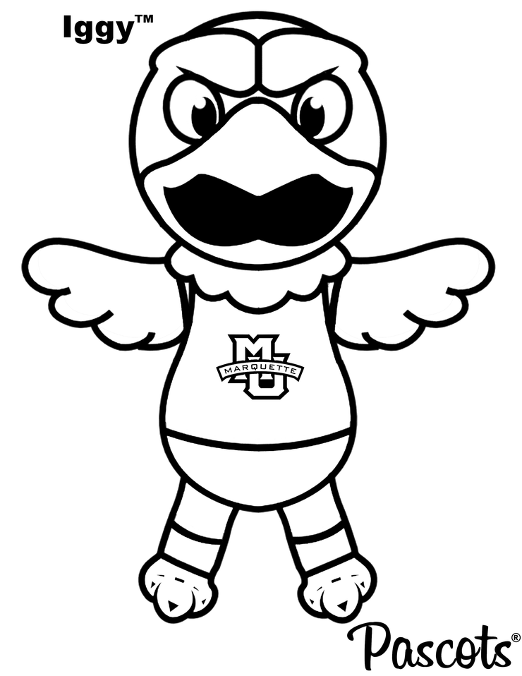 Marquette University Iggy Mascot Coloring Page