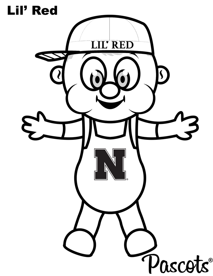 Nebraska University Lil' Red Mascot Coloring Page
