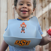 Oklahoma State Pistol Pete Silicone Bucket Bib with Baby